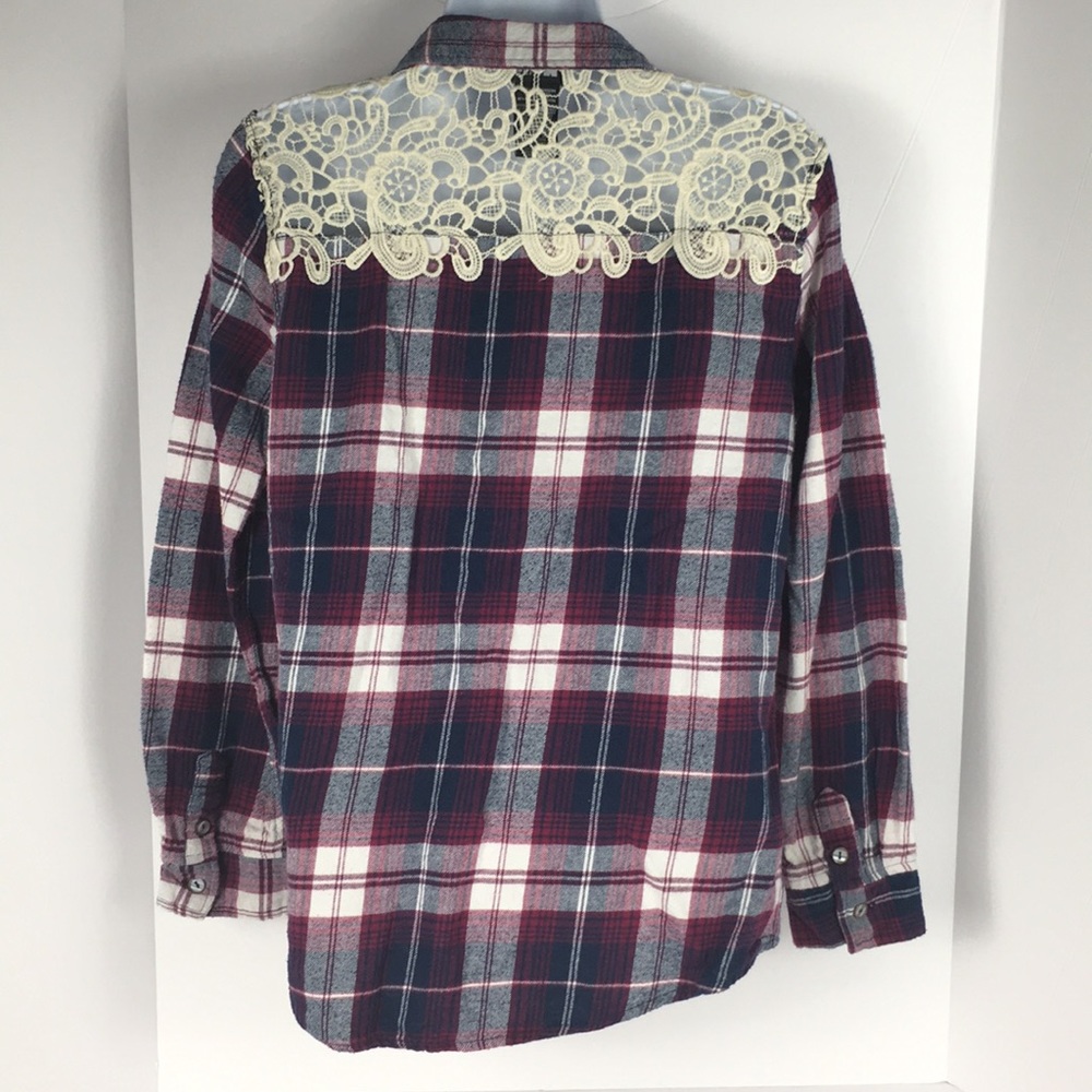 Justify Button Up Flannel Lace Back Girl’s Large